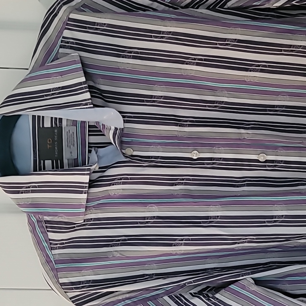 Thomas Dean Men's Vibrant Striped Shirt